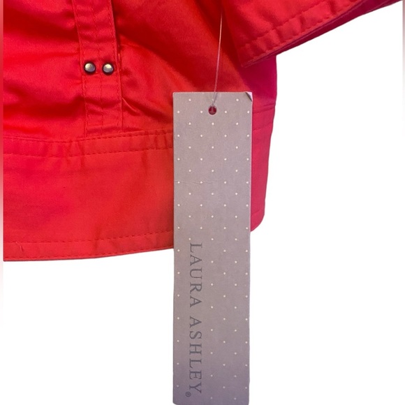 Laura Ashley Spring Jacket Sz M Slimming Ruching NWT Bright Coral/Red Color - Picture 2 of 15